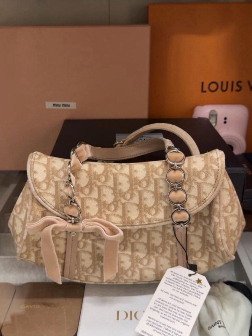 Christian Dior Romantique velvet trim shoulder bag
